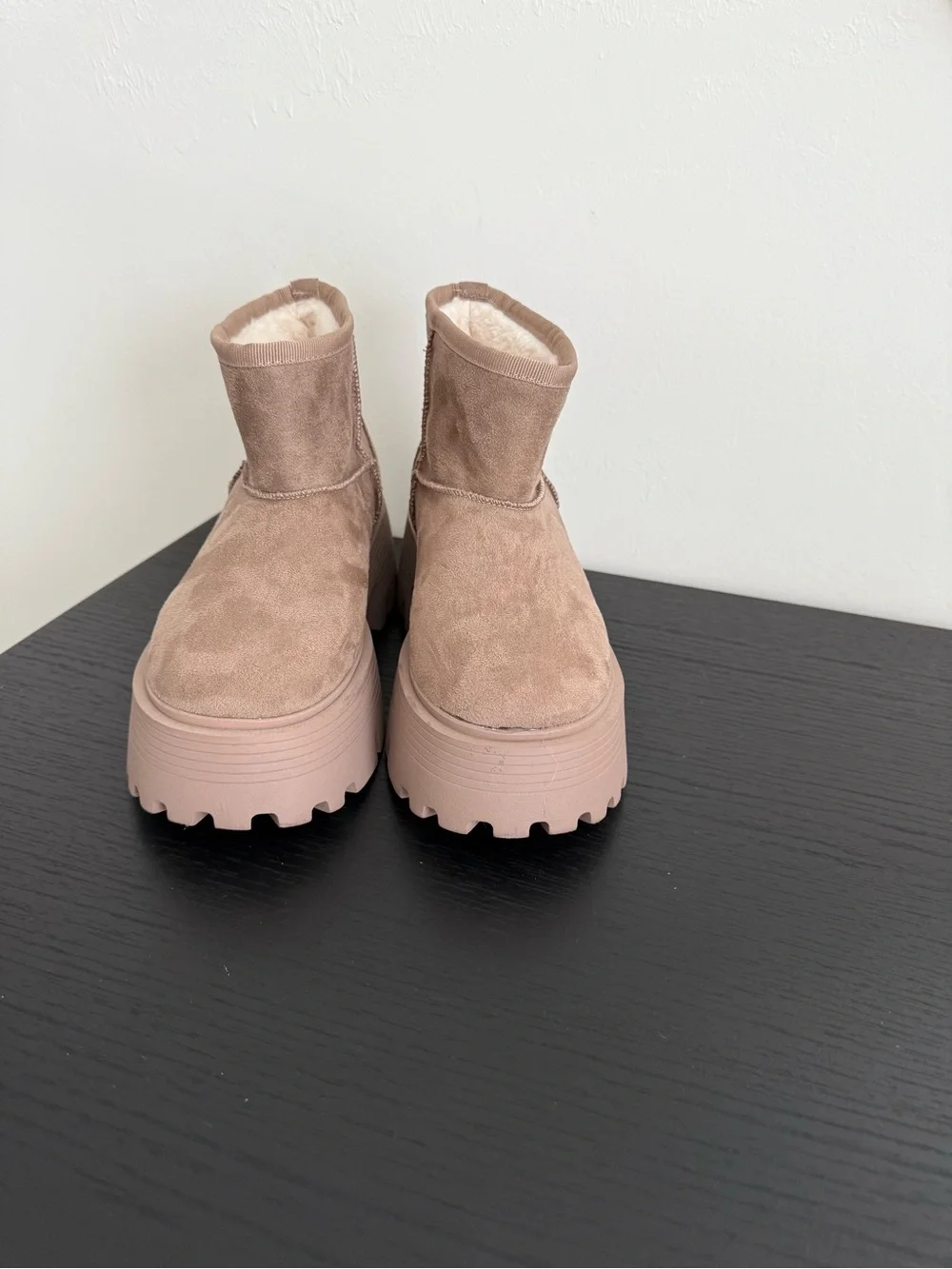TOP Moda Chunky Platform Ankle Booties in Taupe